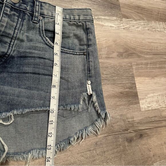 ONE TEASPOON Shorts Women Size 25 Denim Jean Cut Off Fray Button Fly Le Wolves - Picture 10 of 11